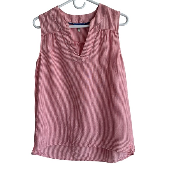 Joules Linen-Blend Juliette Top in Pink Stripe, Size 6 - Picture 1 of 8